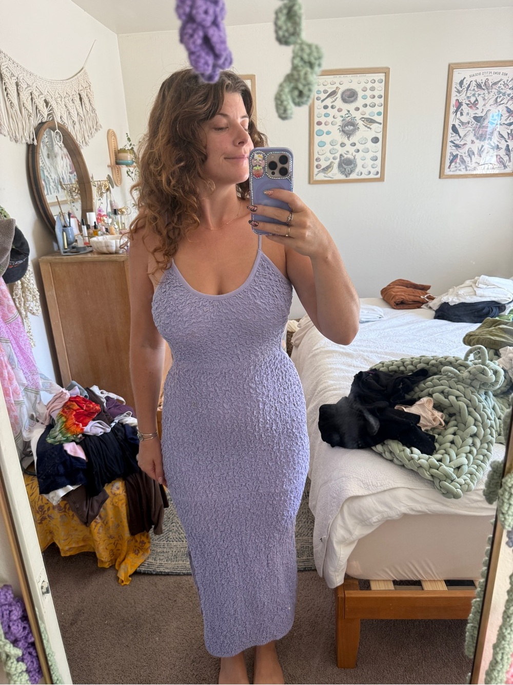 Free people Lilac Textured Midi Dress - Women's Sleeveless Dress